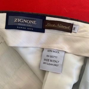Zignone 100% wool dress pants gray plaid 36/30